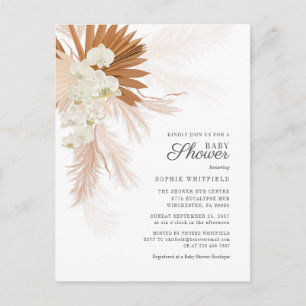 Boho Pampas Grass Terracotta Floral Baby Shower Invitation Postcard