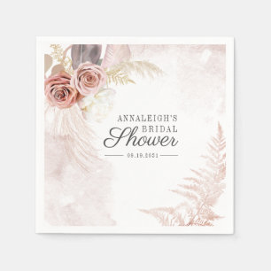 Boho Pampas Grass Terracotta Script Bridal Shower Napkin