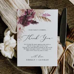 Boho Pampas Grass Thank You Reception Card