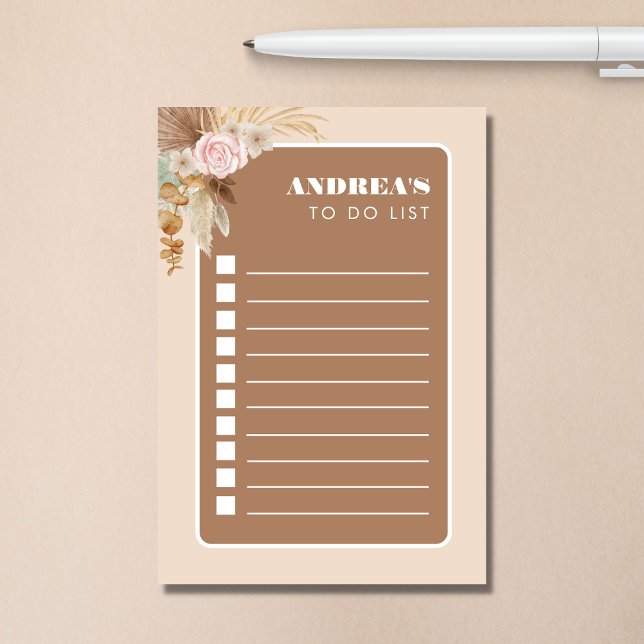 Boho Pampas Grass Tropical To Do List Checklist Post-it Notes (Creator Uploaded)