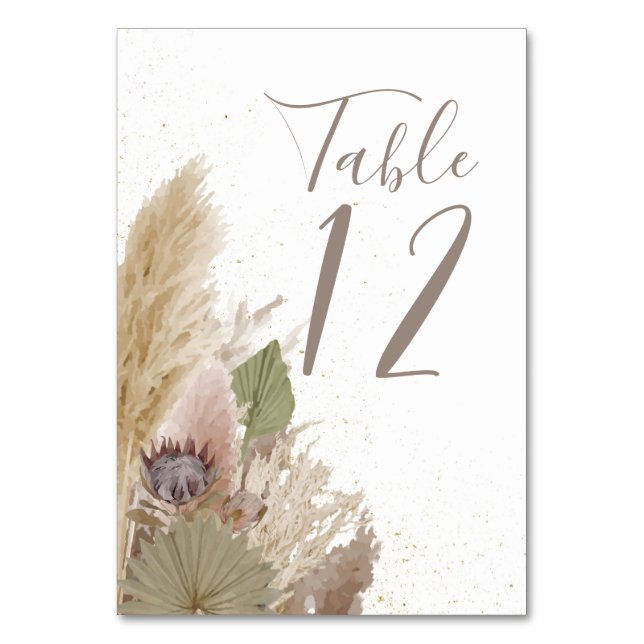 BOHO PAMPAS GRASS WATERCOLOR TABLE NUMBER (Back)