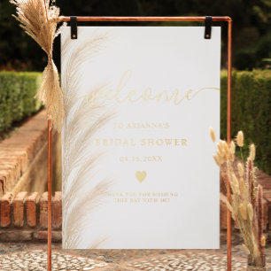 Boho pampas grass watercolor welcome bridal shower foil prints
