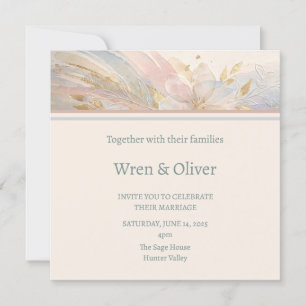 Boho Pampas Grass Watercolour Wedding Invitation