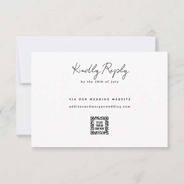 Boho Pampas Grass Website QR Code Wedding RSVP Card (Front)