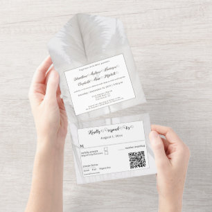 Boho Pampas Grass Wedding All In One Invitation