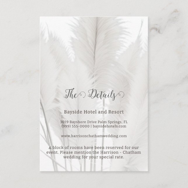 Boho Pampas Grass Wedding Enclosure Card (Front)