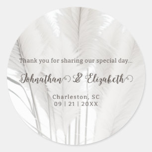 Boho Pampas Grass Wedding Favour Classic Round Sticker