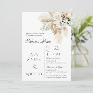 Boho Pampas Grass Wedding Invitation