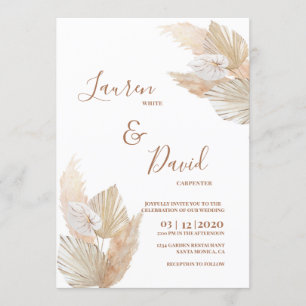 Boho Pampas Grass wedding Invitation