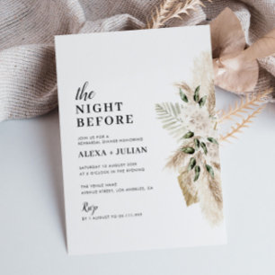 Boho pampas grass wedding invitation