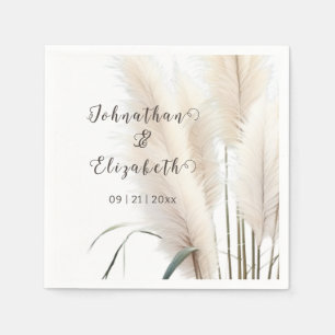Boho Pampas Grass Wedding Napkin