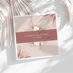 Boho Pampas Grass Wedding  Napkin