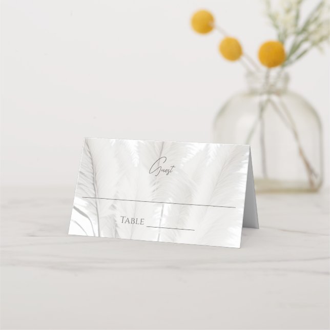 Boho Pampas Grass Wedding Place Card (Front)
