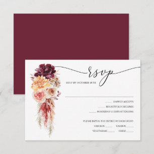 Boho Pampas Grass Wedding RSVP Card