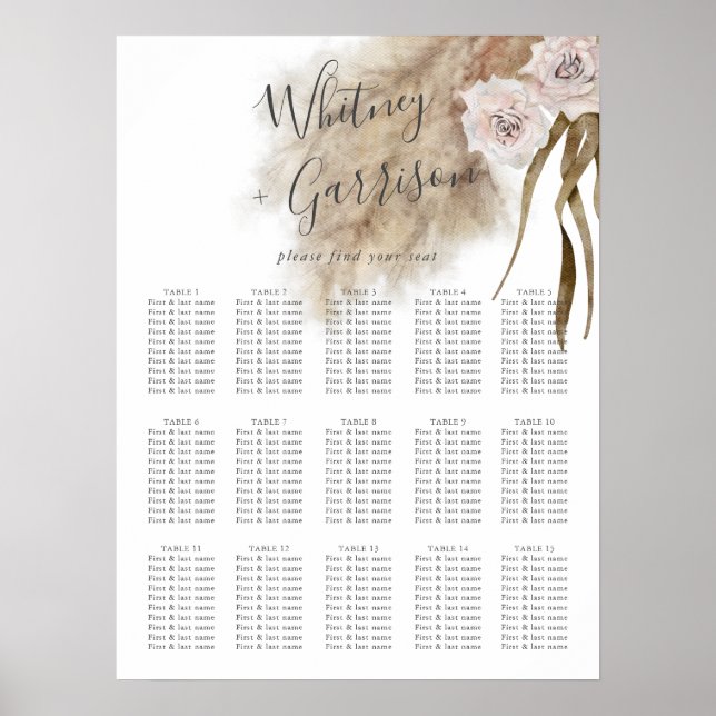 Boho Pampas Grass Wedding Seating Chart (Front)