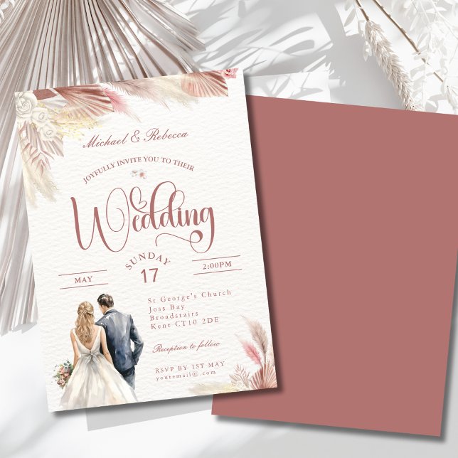 Boho Pampas Grass Wedding Stationery Invitation (Creator Uploaded)