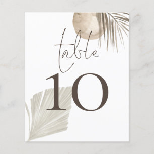 Boho Pampas Grass Wedding Table Number