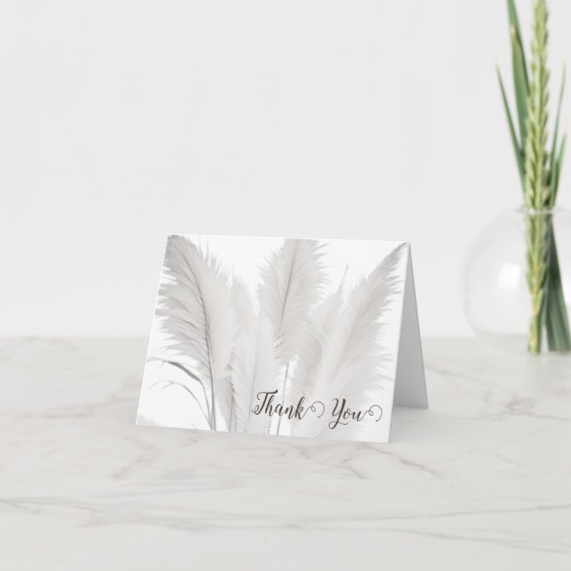 Boho Pampas Grass Wedding Thank You Card (Front)