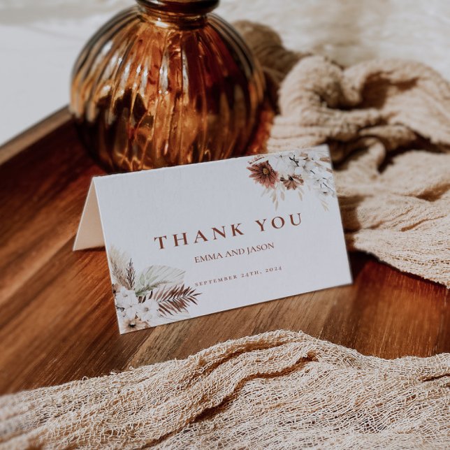Boho Pampas Grass Wedding Thank You Card (Creator Uploaded)