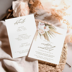 Boho Pampas Grass Wedding Weekend Itinerary  Invitation