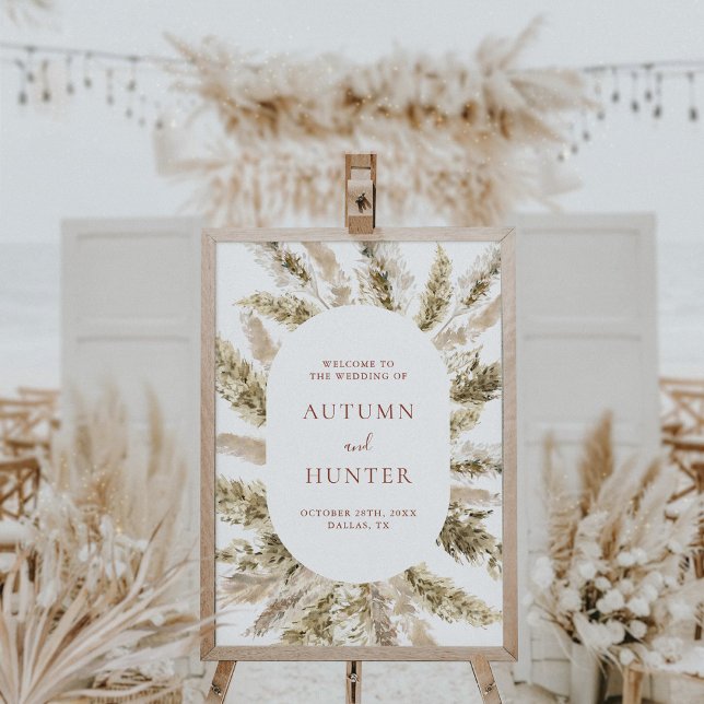 Boho Pampas Grass Wedding Welcome Sign (Creator Uploaded)