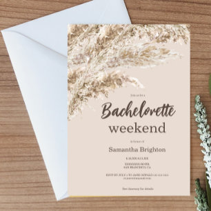 Boho Pampas Grass Weekend Bachelorette Invitation