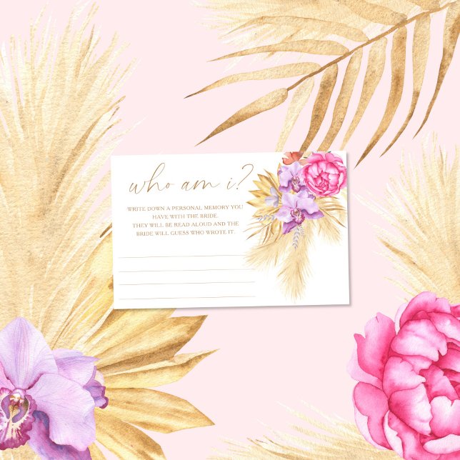 Boho pampas grass - Who am I bridal shower game Stationery (Creator Uploaded)