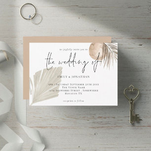 Boho Pampas Grasses Cream Wedding Invitation