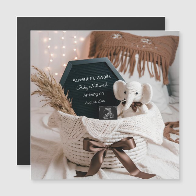 Boho pampas neutral pregnancy announcement  (Front/Back)