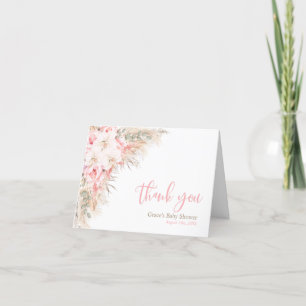 Boho Pampas Orchids Peonies Thank You Baby Shower Card