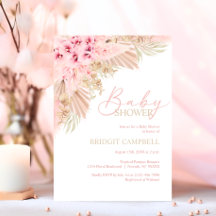 Boho Pampas Orchids Pink Neutral Baby Shower