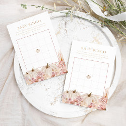 Boho Pampas Pink Pumpkin Baby Bingo Game