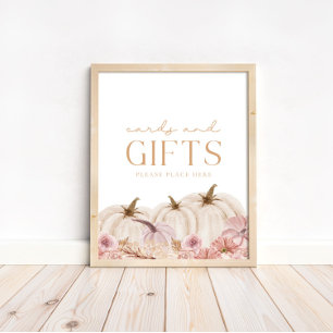 Boho Pampas Pink Pumpkin Cards & Gifts Poster