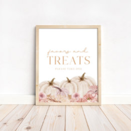 Boho Pampas Pink Pumpkin Favours & Treats Poster