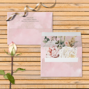 Boho Pampas & Pink Roses Invitation Envelope