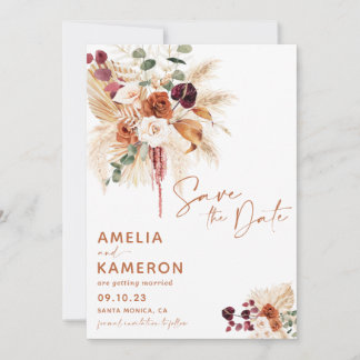 Boho Pampas Save The Date Card