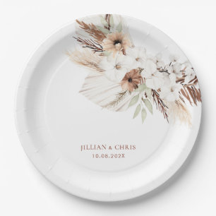 boho pampas terracotta floral  paper plate