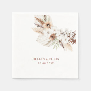 boho pampas terracotta floral wedding napkin