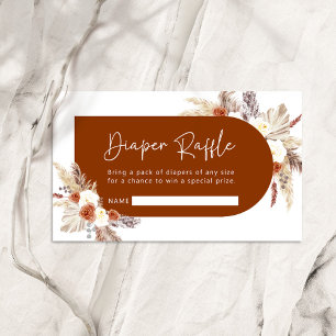 Boho Pampas Terracotta Grass Diaper Raffle Card