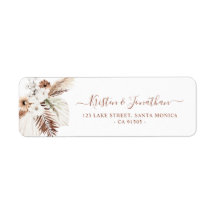 Boho Pampas Terracotta Return Address Label