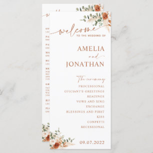 Boho Pampas Terracotta Wedding Program Card LEYLA