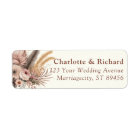 Boho Pampas Terracotta Wedding Return Address Labe