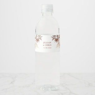 boho pampas terracotta wedding  water bottle label