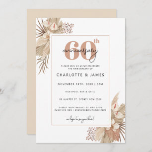 Boho Pampass Grass 60th wedding anniversary Invitation