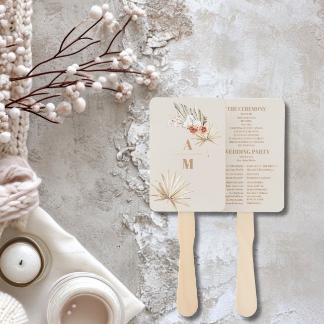 Boho Pampass Grass Floral Wedding Hand Fan (Creator Uploaded)