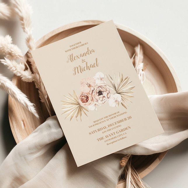 Boho Pampass Grass Floral Wedding Invitation (Creator Uploaded)