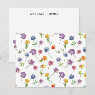 Boho Pansies Whimsical Hand-Illustrated Wildflower Thank You Card