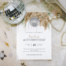 Boho Papmas Grass Disco Ball Any Age Birthday