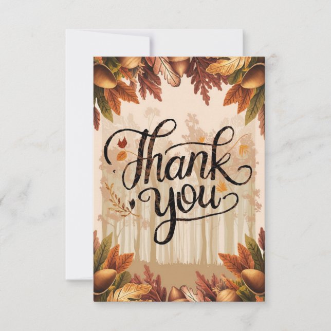 Boho Pastel Autumn Fall Thank You Card (Front)