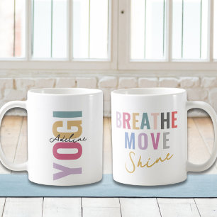 Boho Pastel Colour Yogi With Name Motivation Quote Coffee Mug
